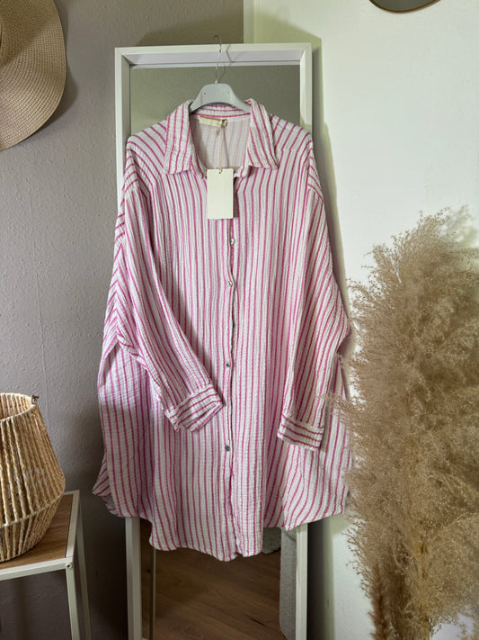 Musselin oversize Bluse gestreift
